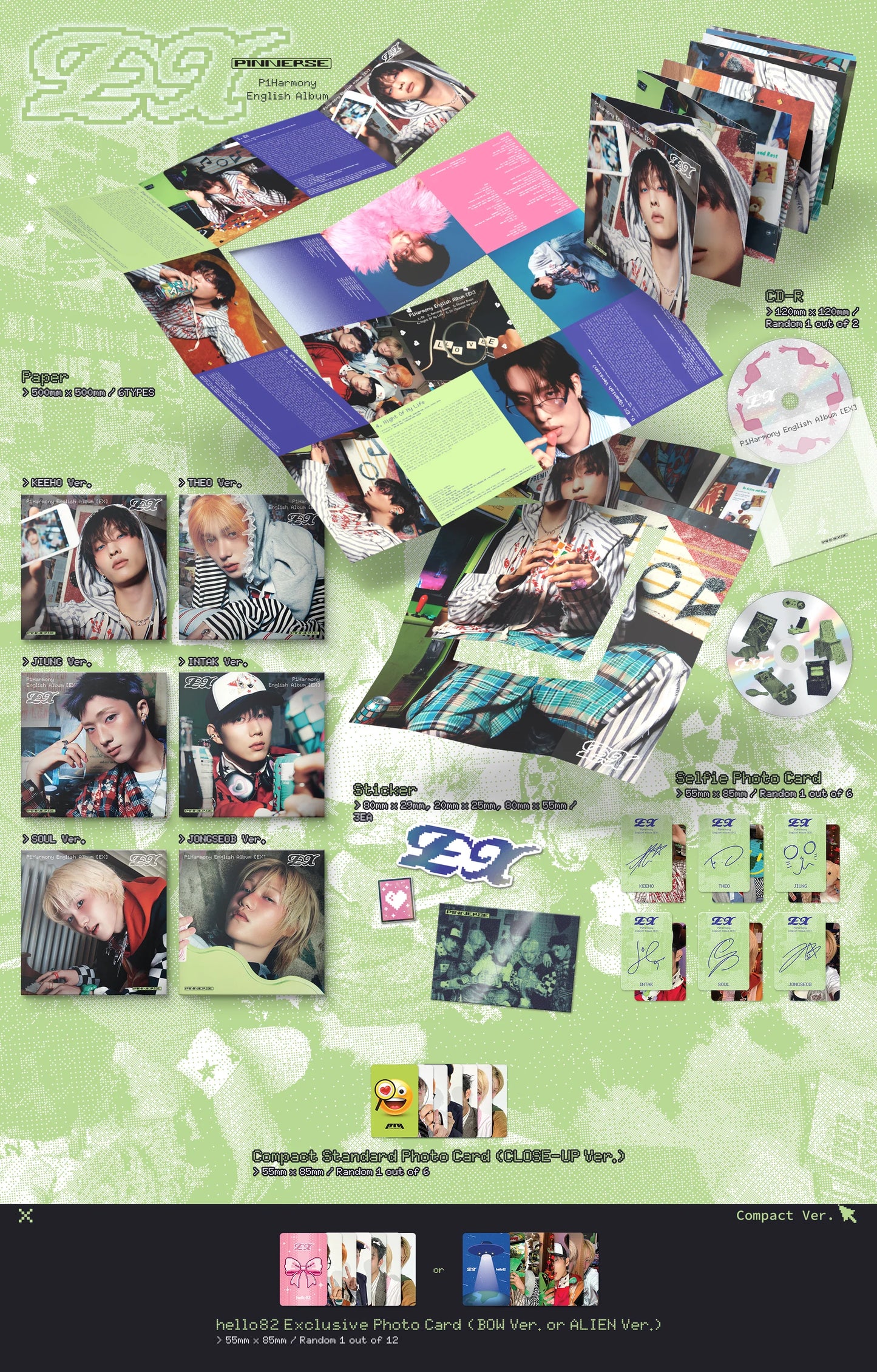 P1Harmony - 1st English Album 'EX' (Compact Version) (hello82 Exclusive)