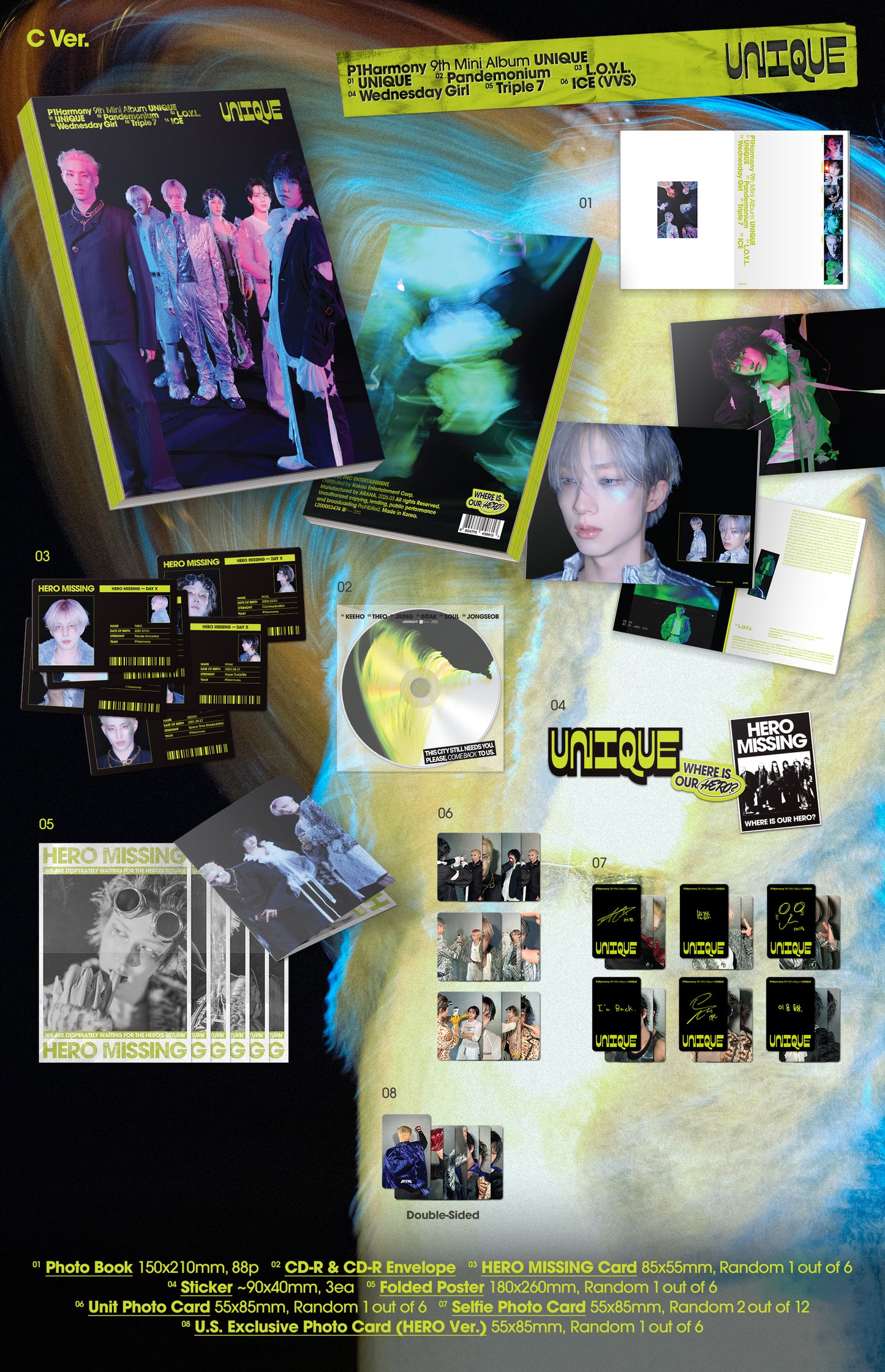 P1Harmony - 9th Mini Album 'Unique' (Standard ver.) (RANDOM MEMBER SIGNED)