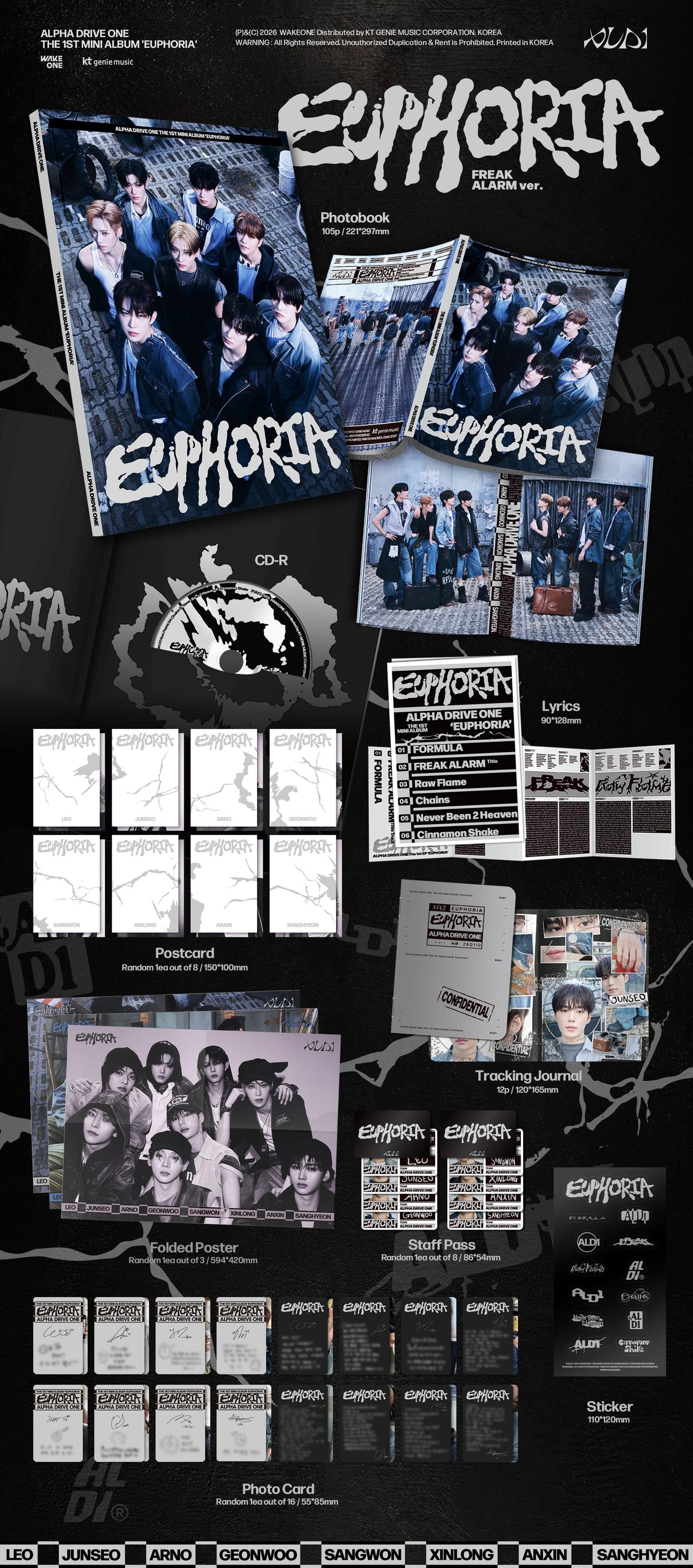 ALPHA DRIVE ONE - 1st Mini Album 'EUPHORIA' (FREAK ALARM ver.) + Apple Music Photocard POB