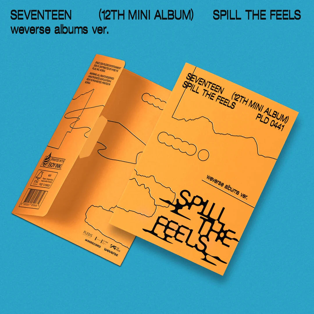 Seventeen - 12th Mini-Album 'SPILL THE FEELS' (Weverse Albums Version) + Apple Music POB Logo Bookmark