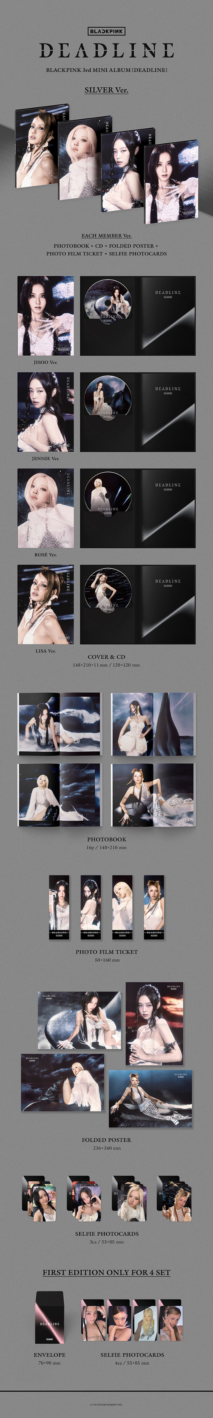 BLACKPINK - 3rd Mini Album 'DEADLINE' (SILVER ver.) + Ktown4u Photocard POB