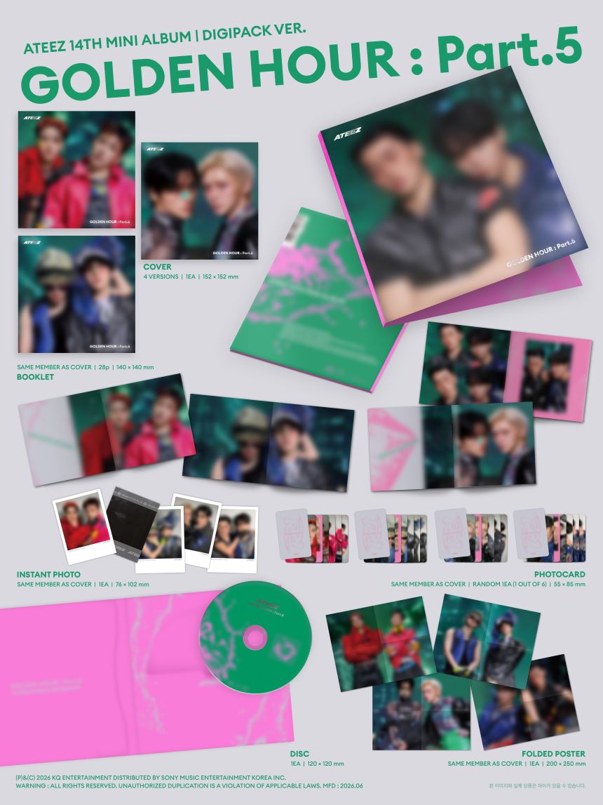 ATEEZ - 'GOLDEN HOUR : Part.5' (Unit Digipack ver.) + Apple Music Photocard POB