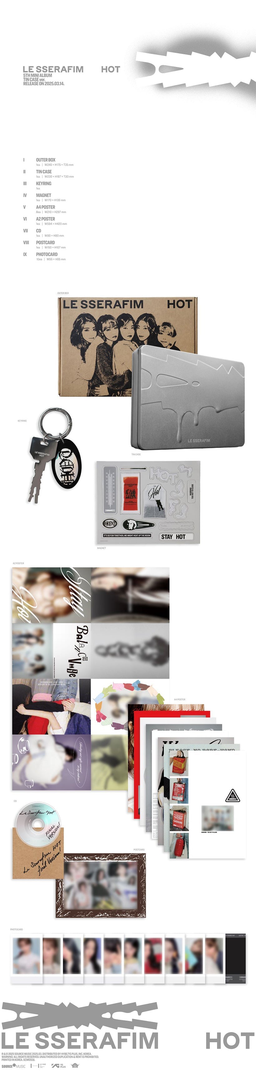 LE SSERAFIM - 5th Mini-Album 'HOT' (TIN CASE Version)