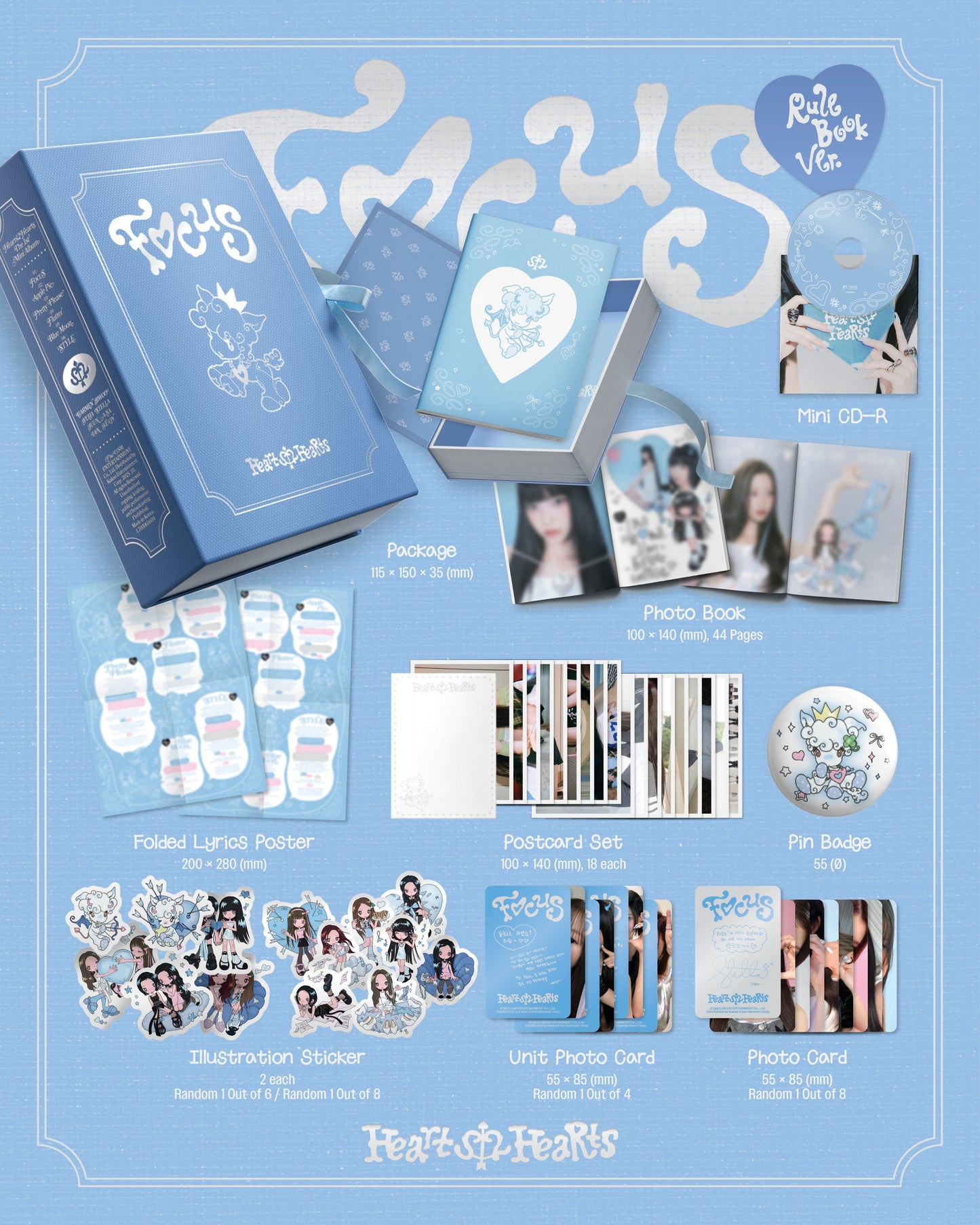 Hearts2Hearts - 1st Mini Album 'FOCUS' (Rule Book Ver.)