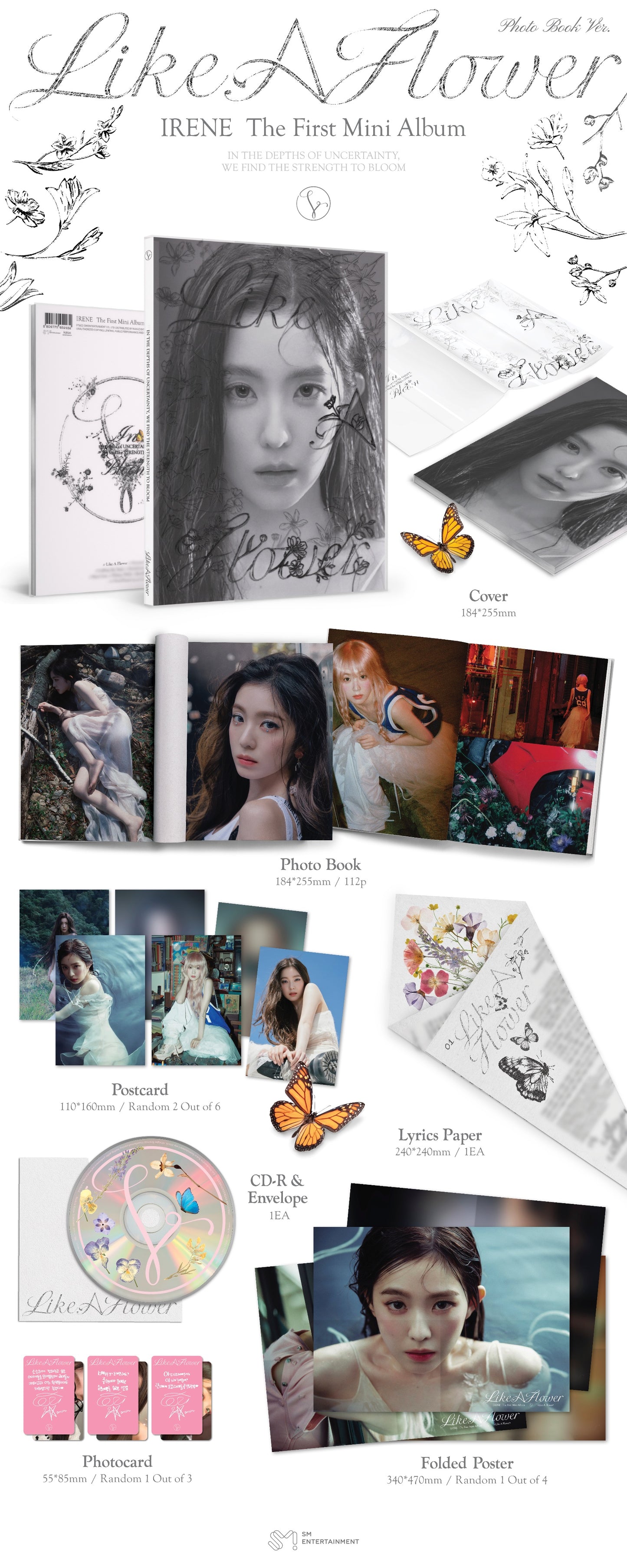 Red Velvet - IRENE - 1st Mini-Album 'Like A Flower' (Photobook Version) + Apple Music POB Photocard