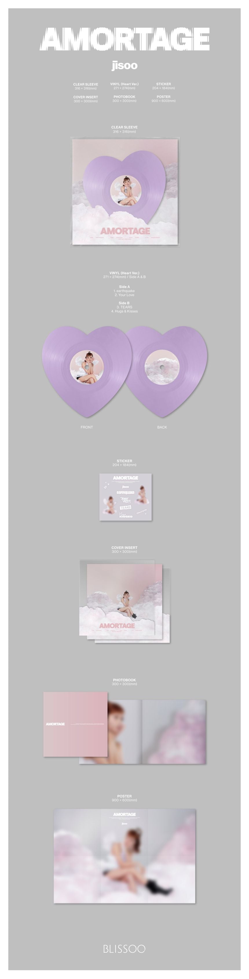 BLACKPINK - JISOO - Mini-Album 'AMORTAGE' (Vinyl) (Heart Version)