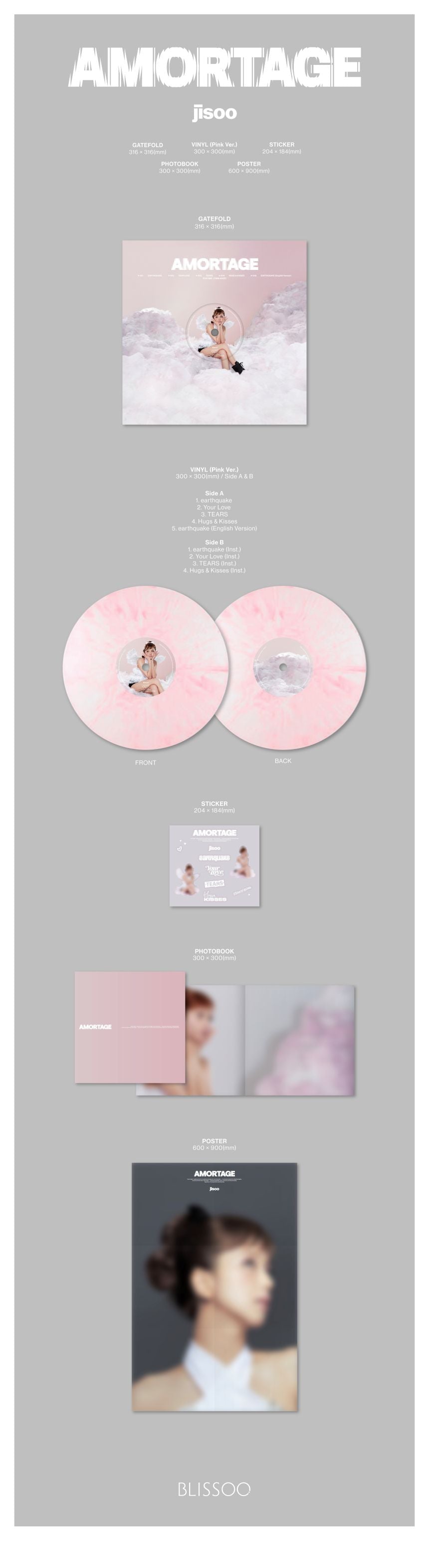 BLACKPINK - JISOO - Mini-Album 'AMORTAGE' (Vinyl) (Pink Version)