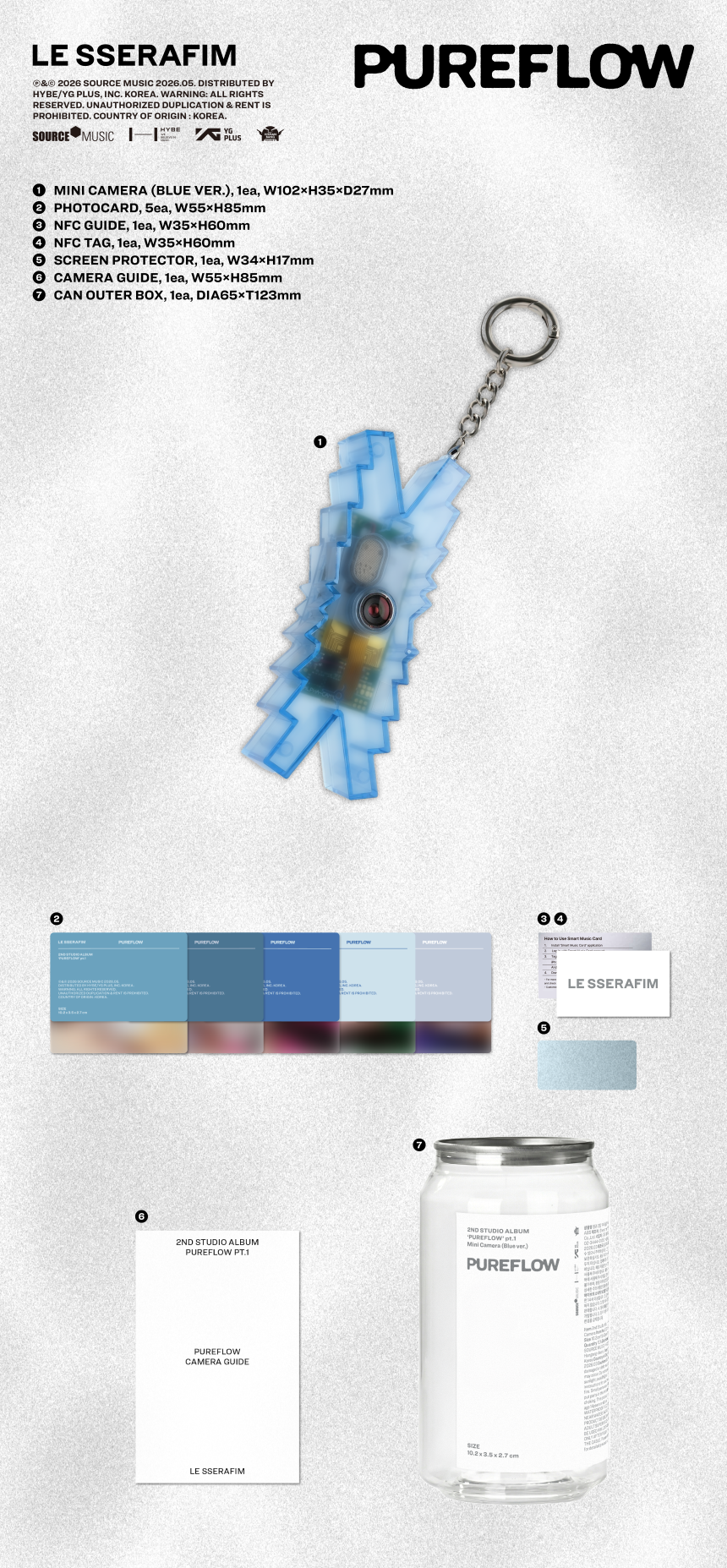 LE SSERAFIM - 2nd Studio Album 'PUREFLOW pt.1' (Mini Camera ver.)