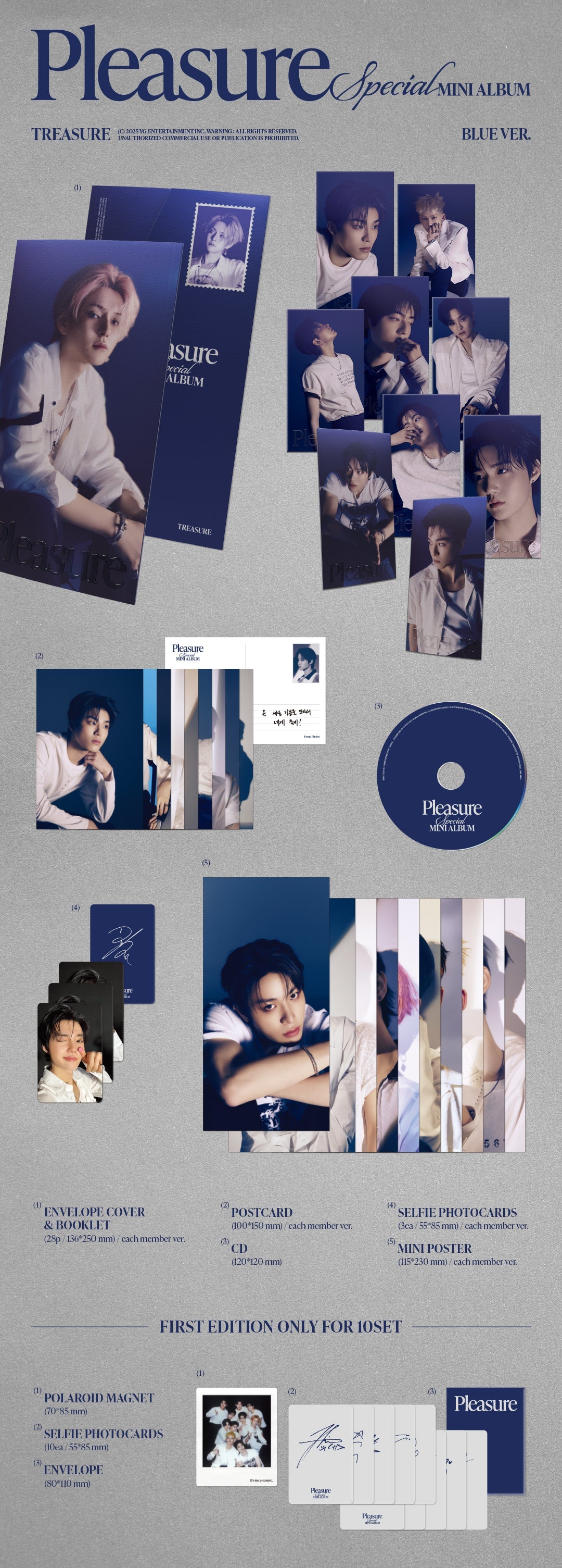 TREASURE - Special Mini-Album 'PLEASURE' (Blue Version) + Soundwave POB Photocard