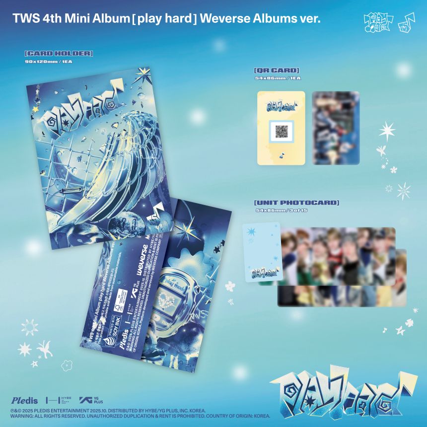 TWS - 4th Mini Album 'play hard' (Weverse album ver.) + Apple Music Postcard POB