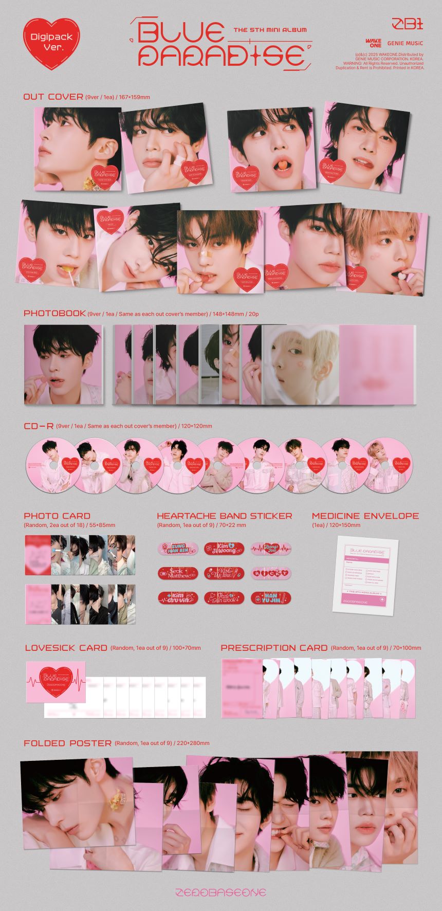 ZEROBASEONE - 5th Mini-Album 'BLUE PARADISE' (Digipack Version)
