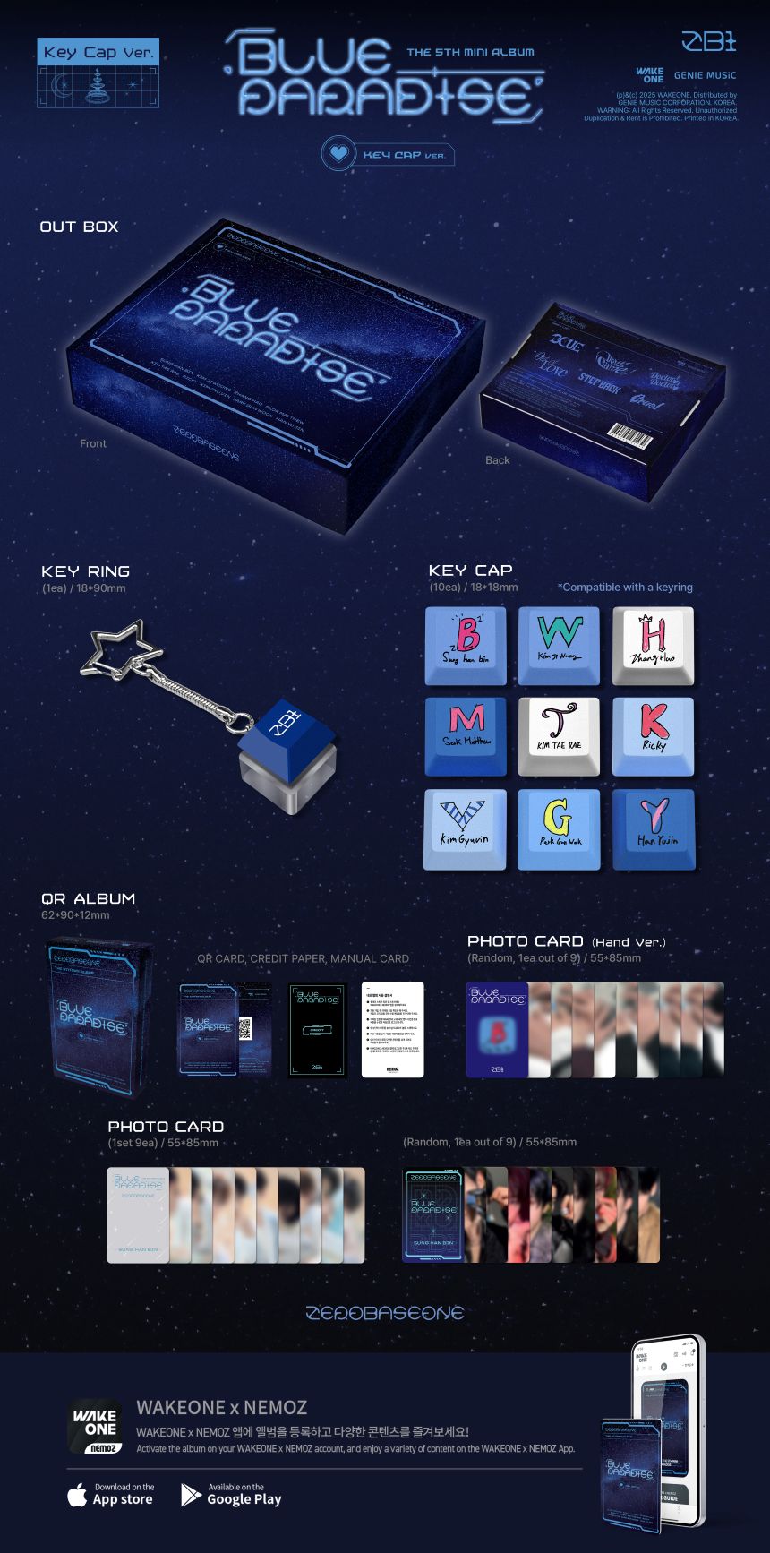 ZEROBASEONE - 5th Mini-Album 'BLUE PARADISE' (Key Cap Version)
