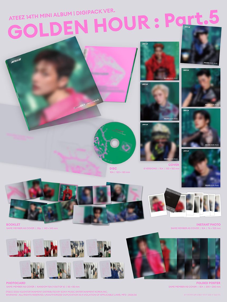 ATEEZ - 'GOLDEN HOUR : Part.5' (Member Digipack ver.) + Apple Music Photocard POB