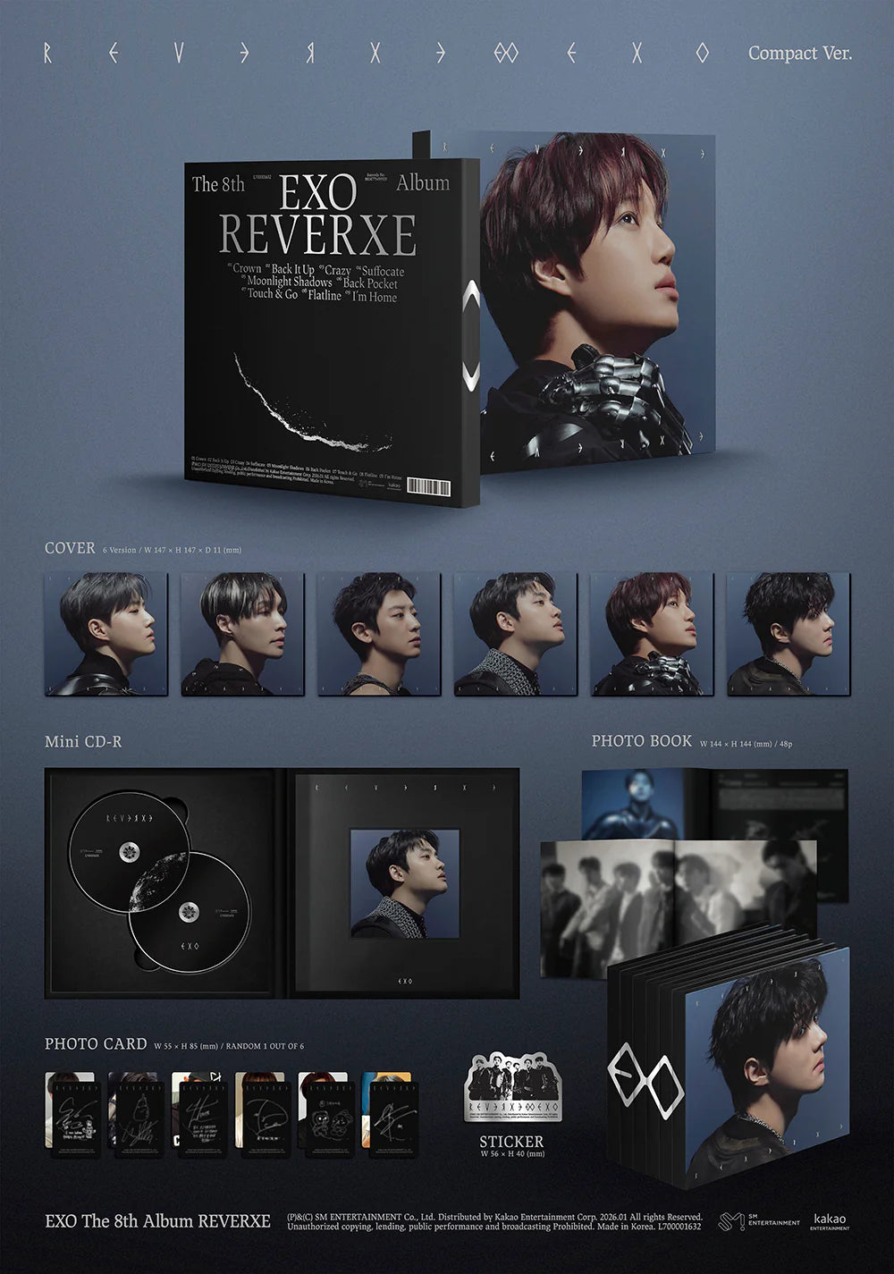 EXO - 8th Album 'REVERXE' (Compact ver.) + Apple Music Photocard POB