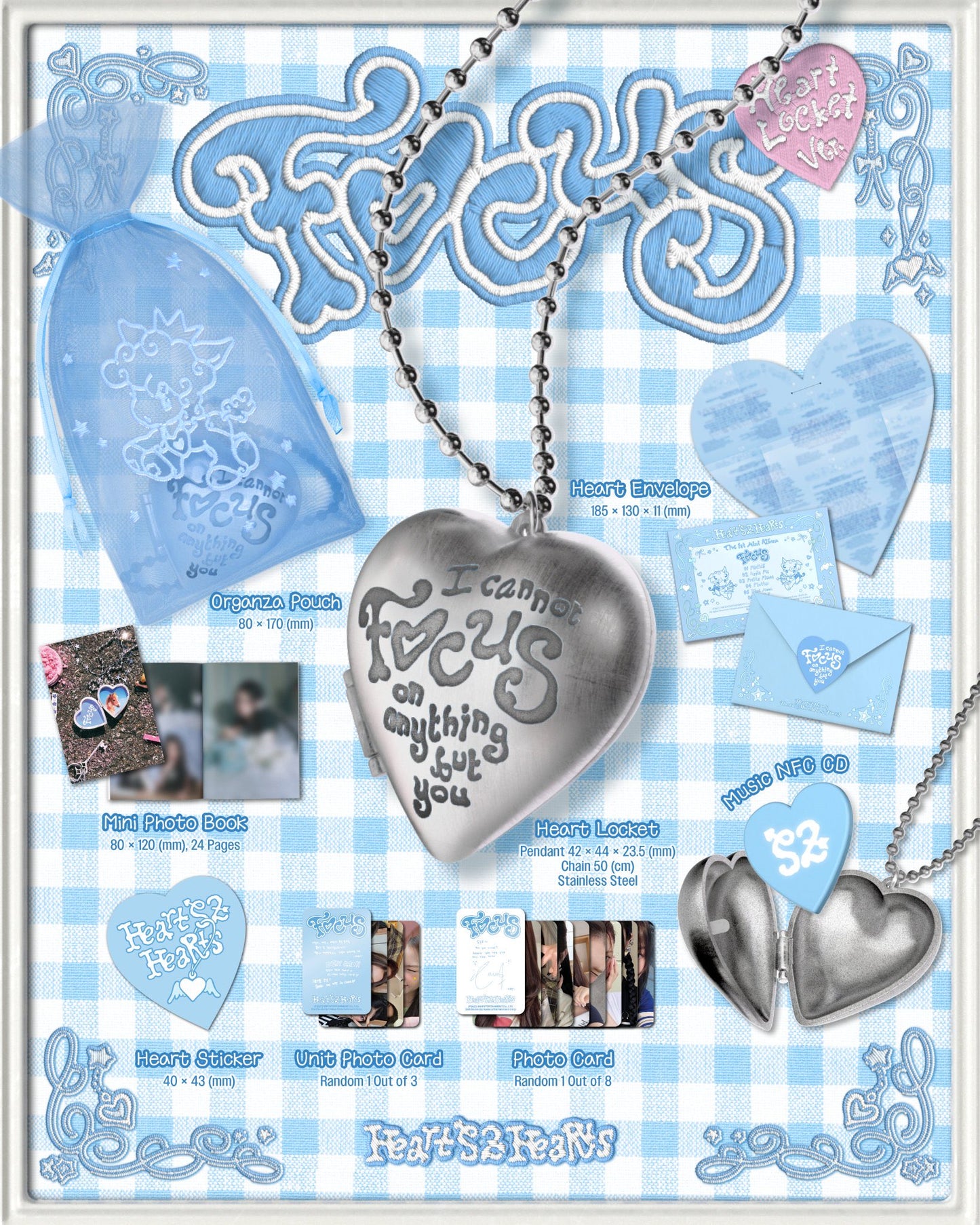 Hearts2Hearts - 1st Mini Album 'FOCUS' (Heart Locket Ver.) (SMART ALBUM)