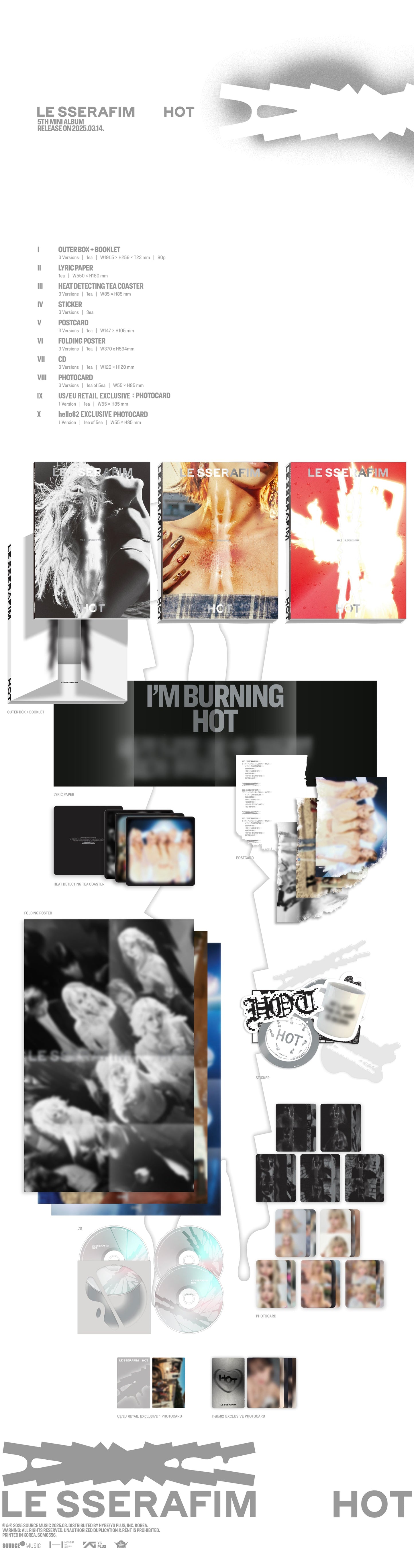 LE SSERAFIM - 5th Mini-Album 'HOT' (hello82 Exclusive)