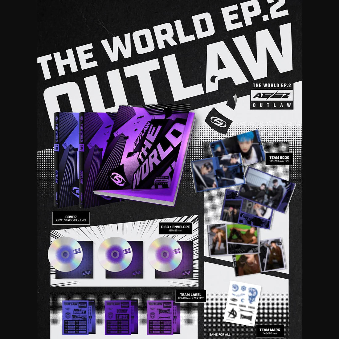ATEEZ 에이티즈 - 9th Mini-Album 'THE WORLD EP.2 : OUTLAW' (Korean Version) + Apple Music POB