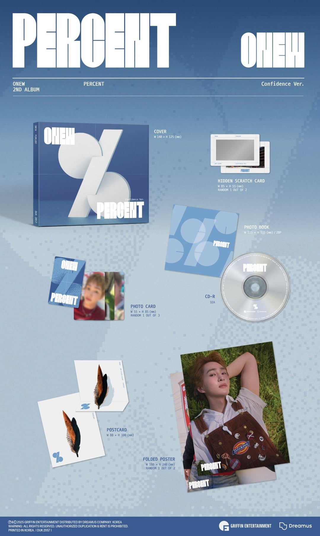 SHINee - ONEW - 2nd Album 'Percent' (Digipack ver.) + Apple Music Photocard POB