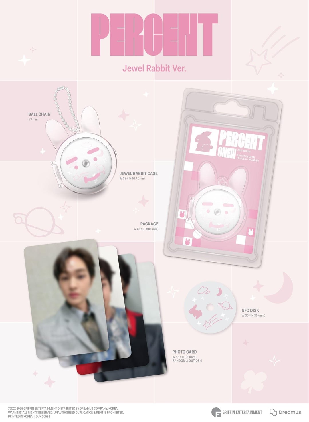 SHINee - ONEW - 2nd Album 'Percent' (Jewel Rabbit ver.) + Apple Music Photocard POB