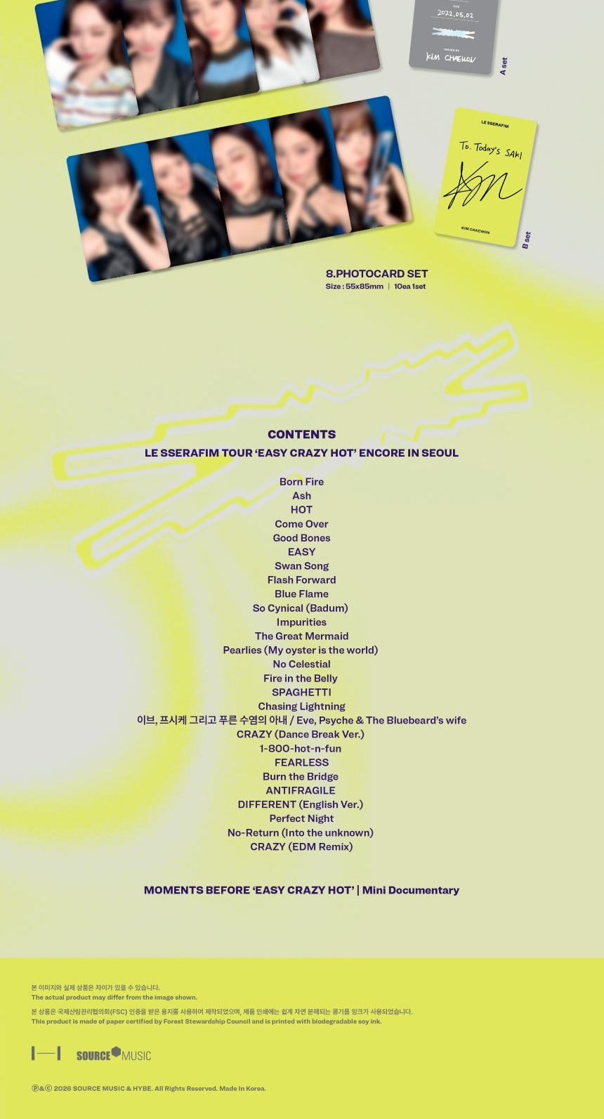 LE SSERAFIM - LE SSERAFIM TOUR 'EASY CRAZY HOT' ENCORE IN SEOUL DC + Accordion Postcard POB