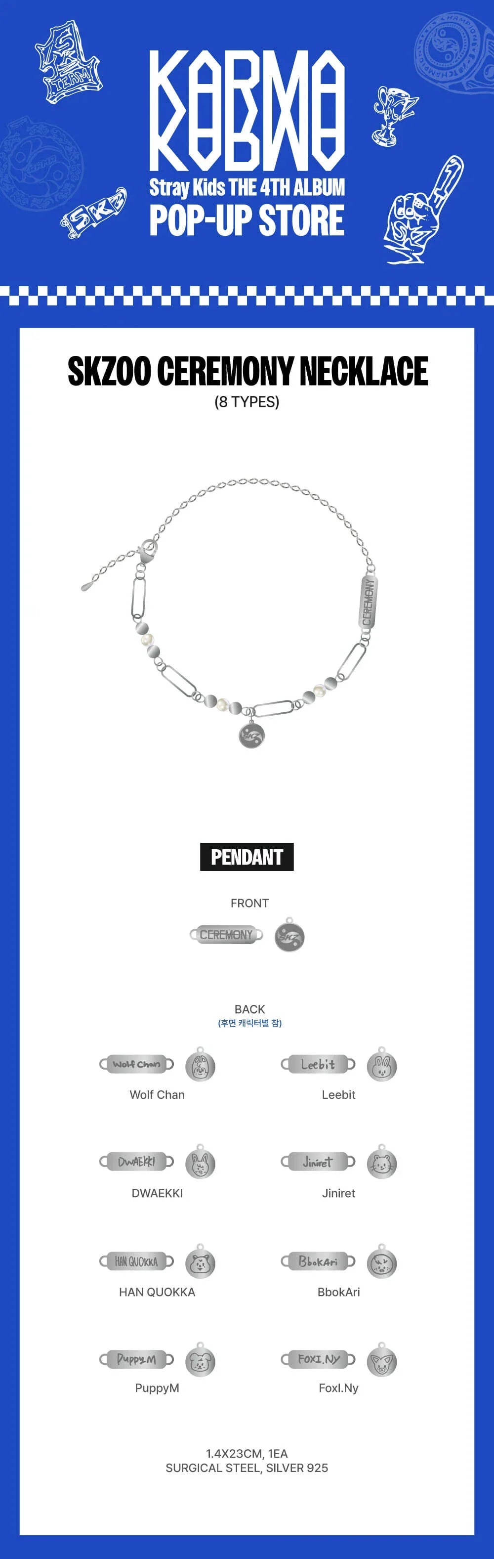 STRAY KIDS - 'KARMA' POP-UP MD - SKZOO CEREMONY NECKLACE