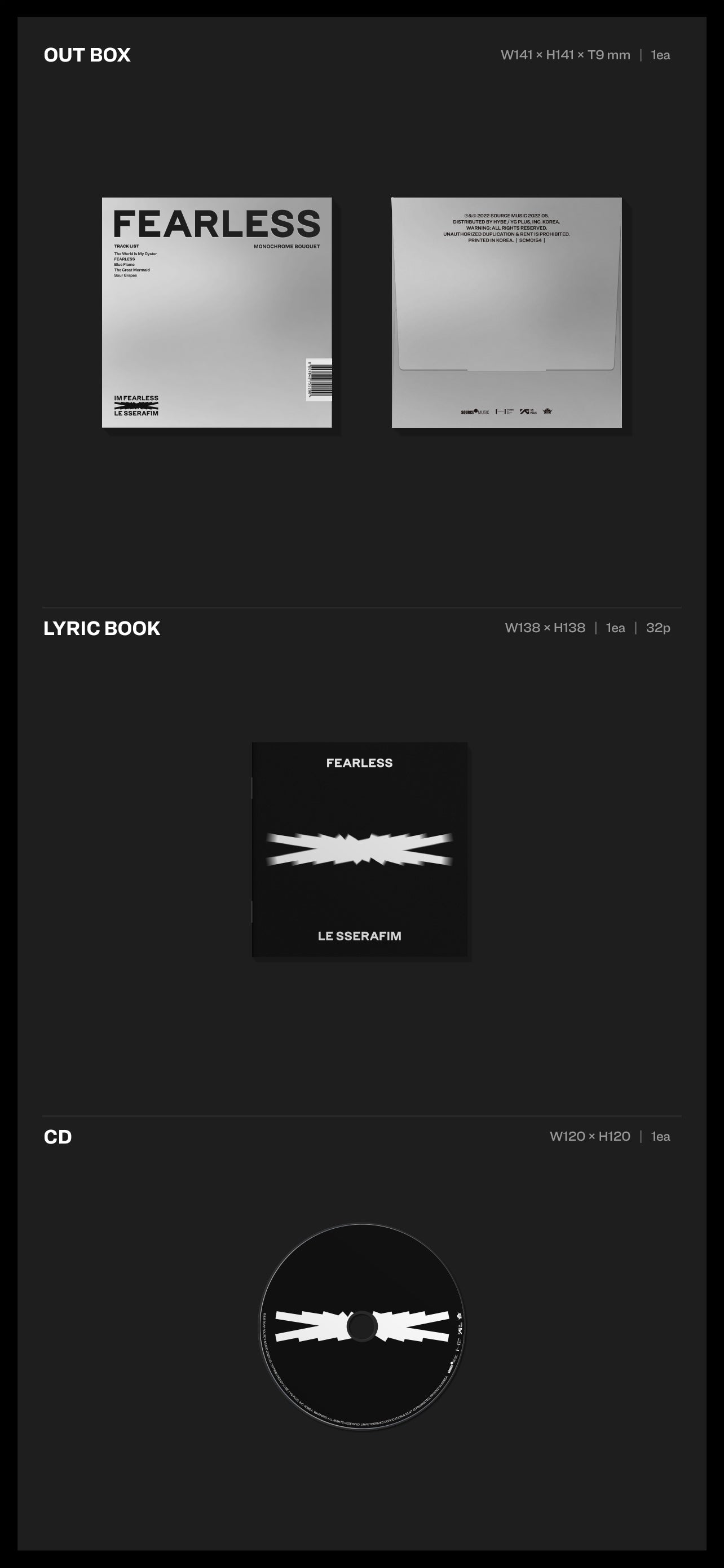 LE SSERAFIM - 1st Mini-Album ‘FEARLESS’ (MONOCHROME BOUQUET Version)