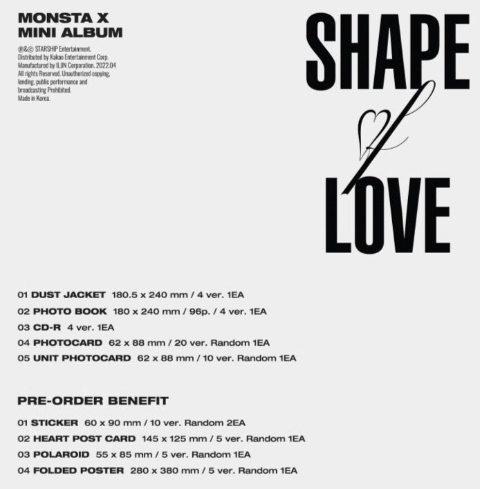 MONSTA X - 11th Mini-Album 'SHAPE of LOVE'