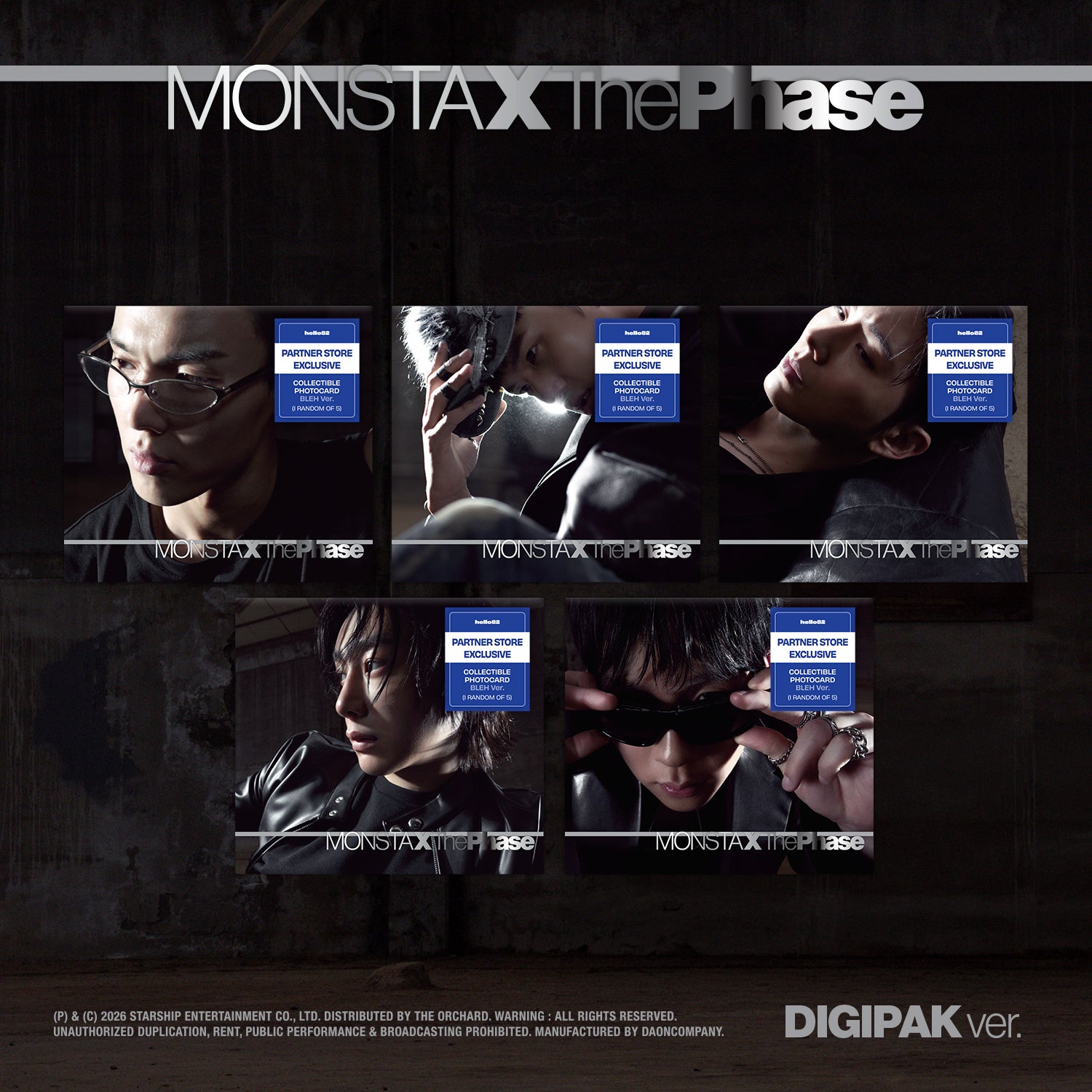 [PRE-ORDER] MONSTA X - 'The Phase' (DIGIPAK ver.) (hello82 PARTNER STORE Exclusive) (RANDOM)
