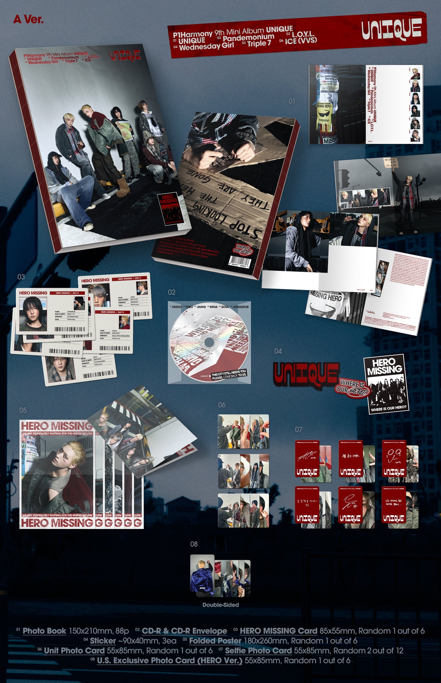 P1Harmony - 9th Mini Album 'Unique' (Standard ver.) (RANDOM MEMBER SIGNED)