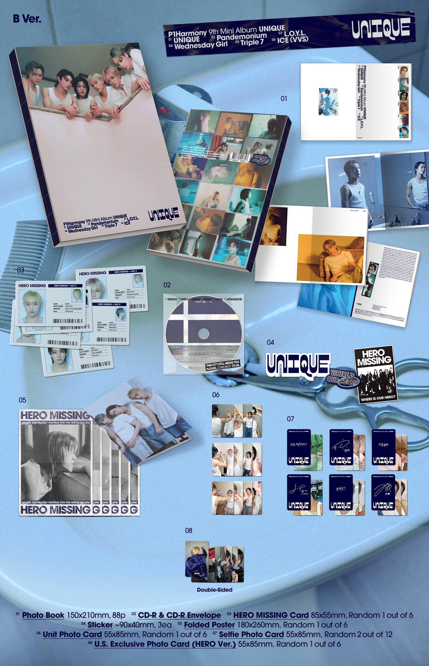 P1Harmony - 9th Mini Album 'Unique' (Standard ver.) (RANDOM MEMBER SIGNED)