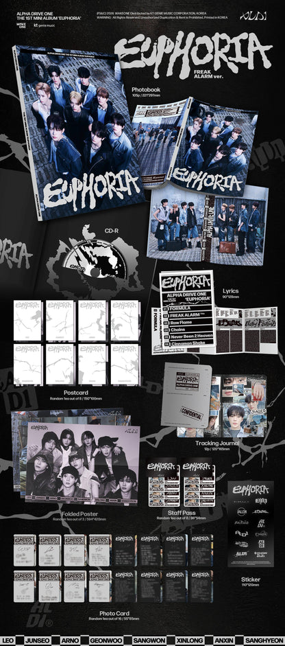 ALPHA DRIVE ONE - 1st Mini Album 'EUPHORIA' (FREAK ALARM ver.) + Apple Music Photocard POB