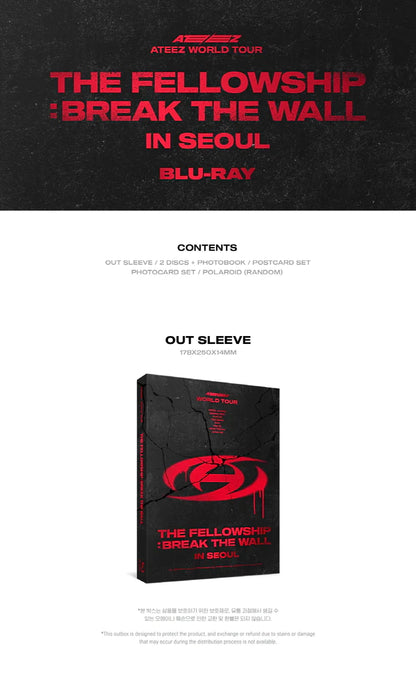 ATEEZ 에이티즈 - WORLD TOUR [THE FELLOWSHIP : BREAK THE WALL] IN SEOUL (Blu-Ray Version)