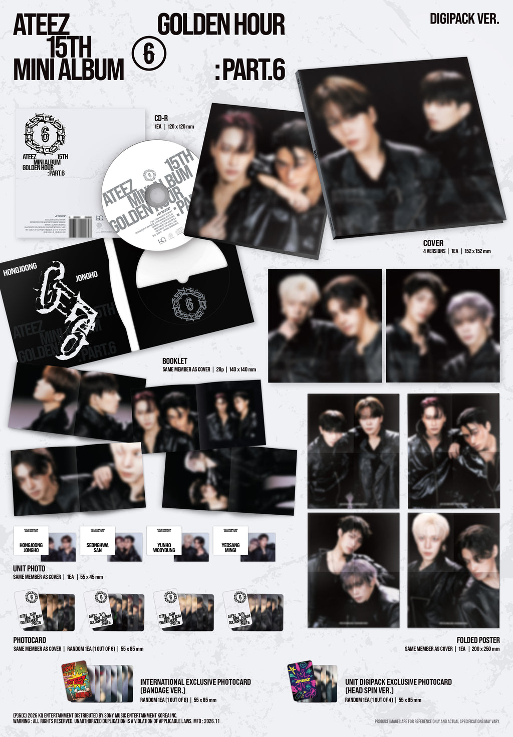 [PRE-ORDER] ATEEZ - 'GOLDEN HOUR: PART.6' (DIGIPACK UNIT ver.) - Unit Digipack Exclusive (RANDOM)