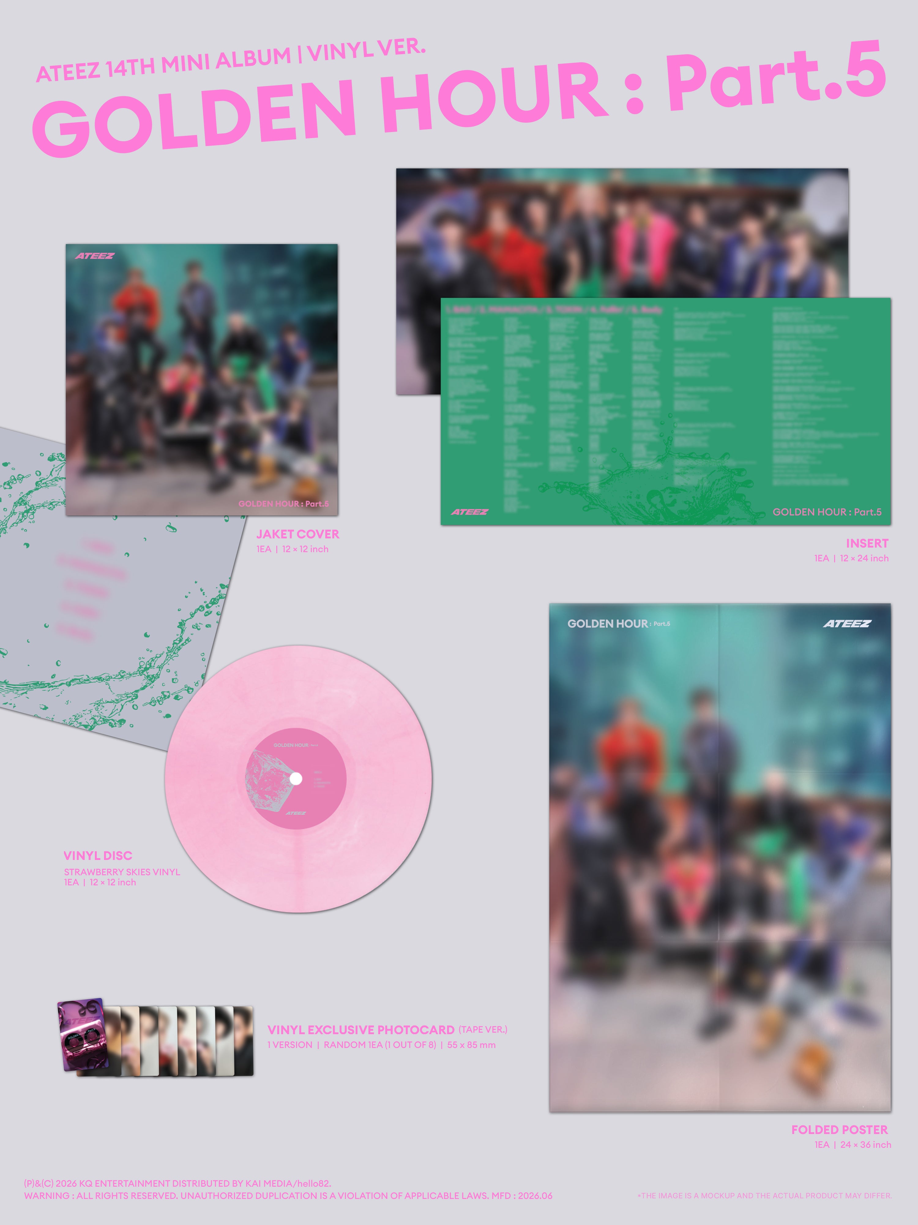 ATEEZ - 'GOLDEN HOUR : Part.5' (Vinyl ver.) hello82 [POP-UP Exclusive]