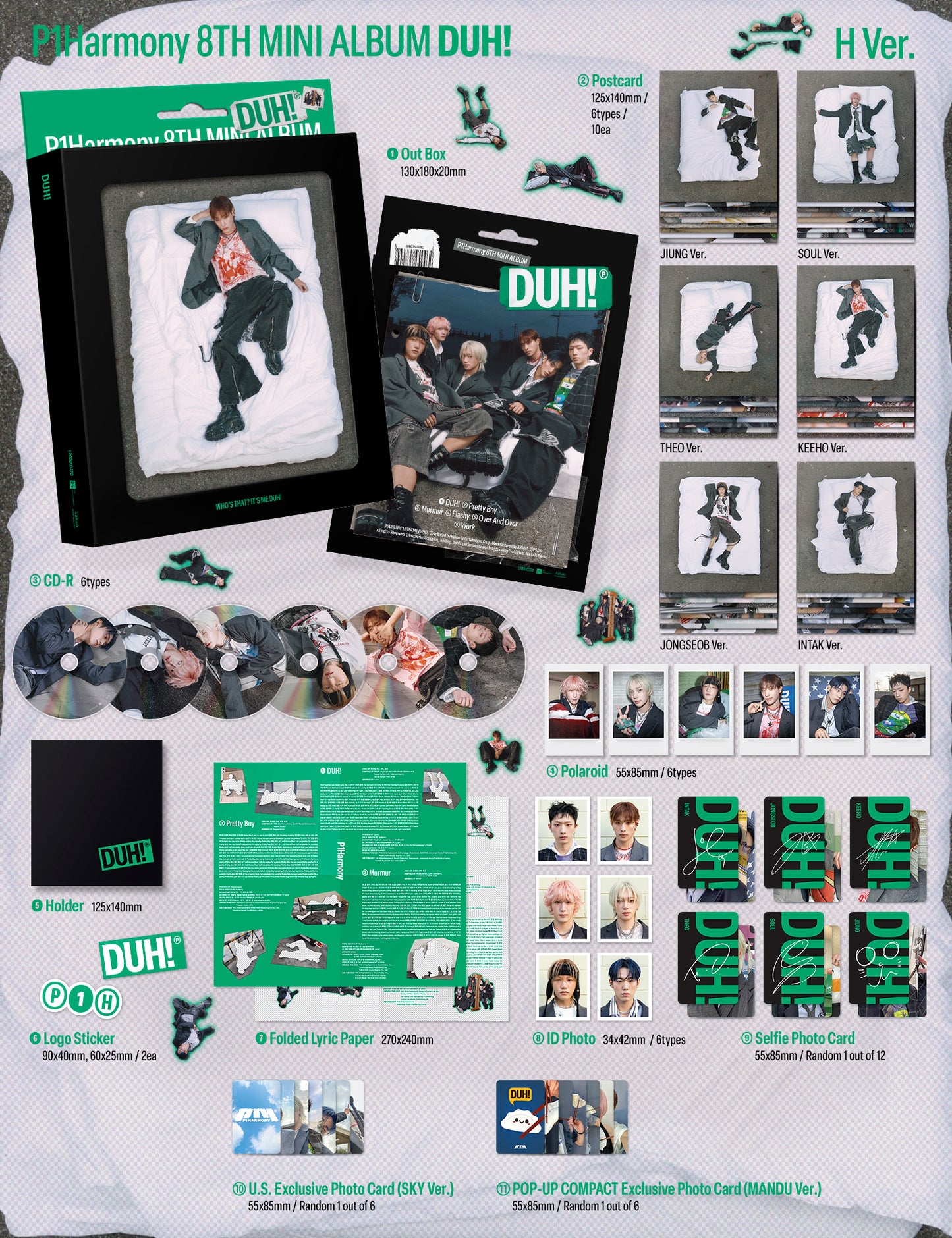 P1Harmony - 8th Mini-Album 'DUH!' (Compact Version) (POP-UP Exclusive)