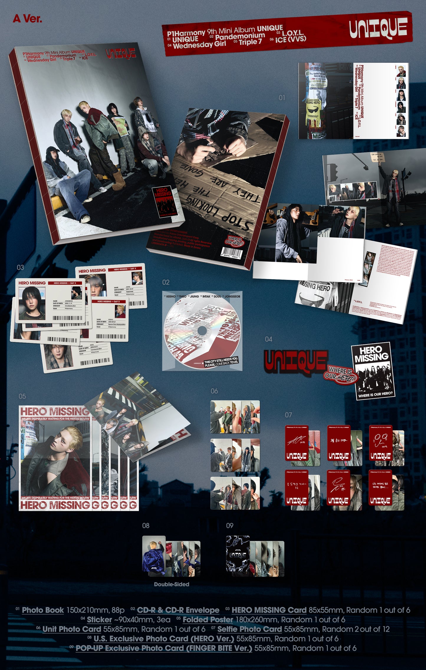 [PRE-ORDER] P1Harmony - 9th Mini Album 'Unique' (Standard ver.) (hello82 [POP-UP Exclusive])