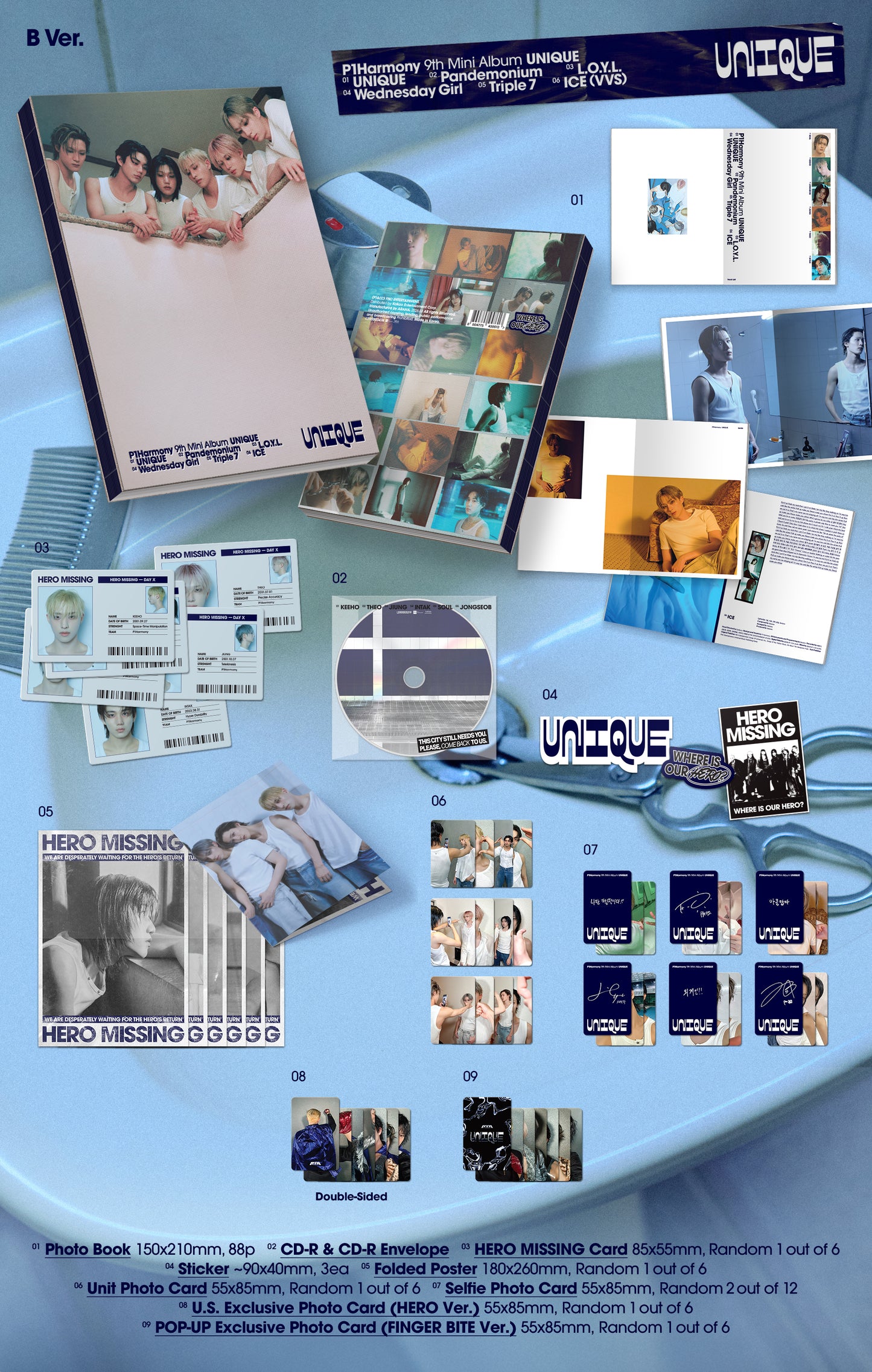 [PRE-ORDER] P1Harmony - 9th Mini Album 'Unique' (Standard ver.) (hello82 [POP-UP Exclusive])