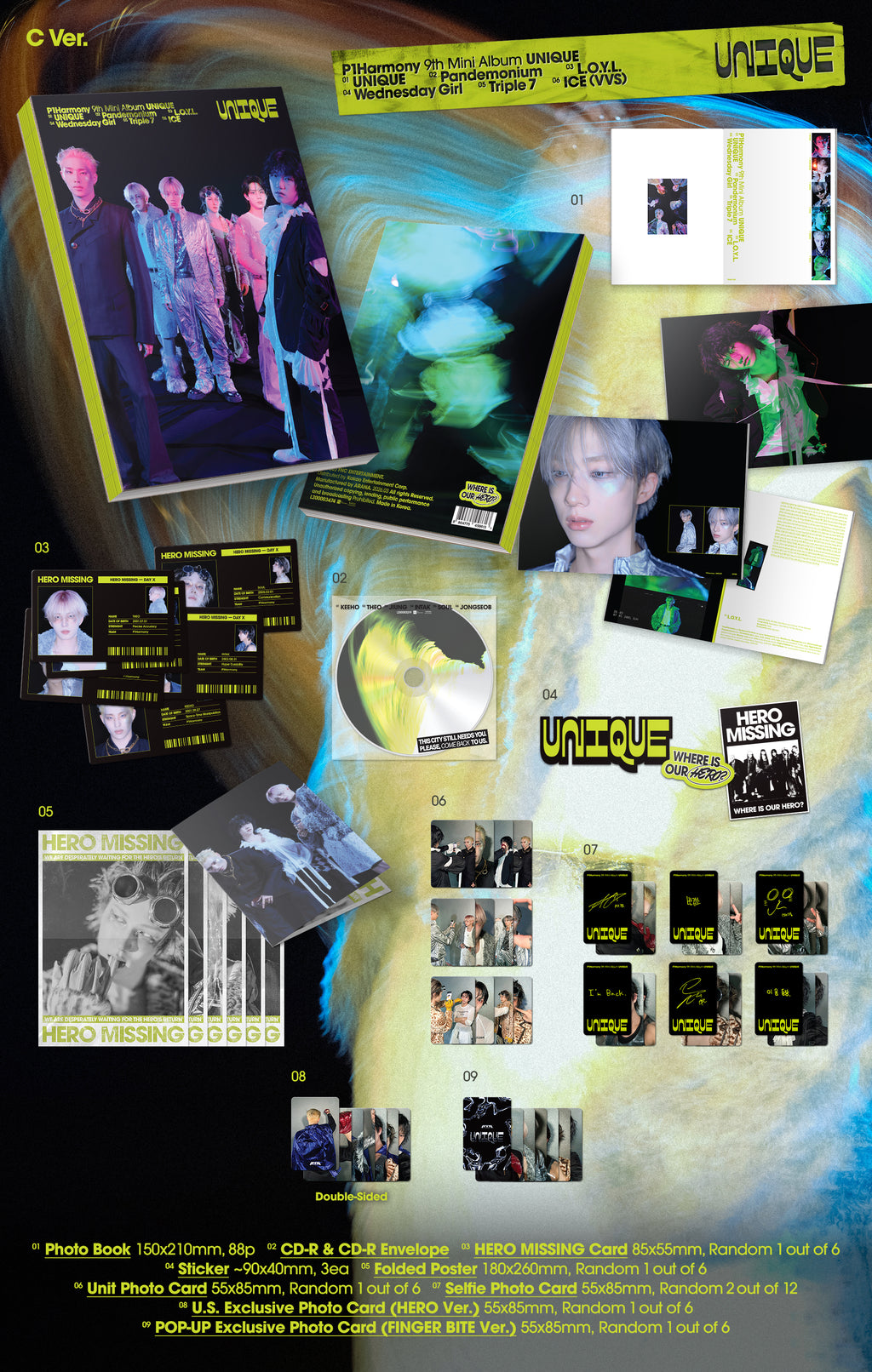 P1Harmony - 9th Mini Album 'Unique' (Standard ver.) (hello82 [POP-UP Exclusive])