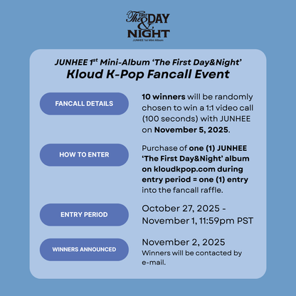 [FANCALL ENTRY] A.C.E - JUNHEE - 1st Solo Mini Album 'The First Day and Night' + Kloud K-Pop Lucky Draw Photocard POB