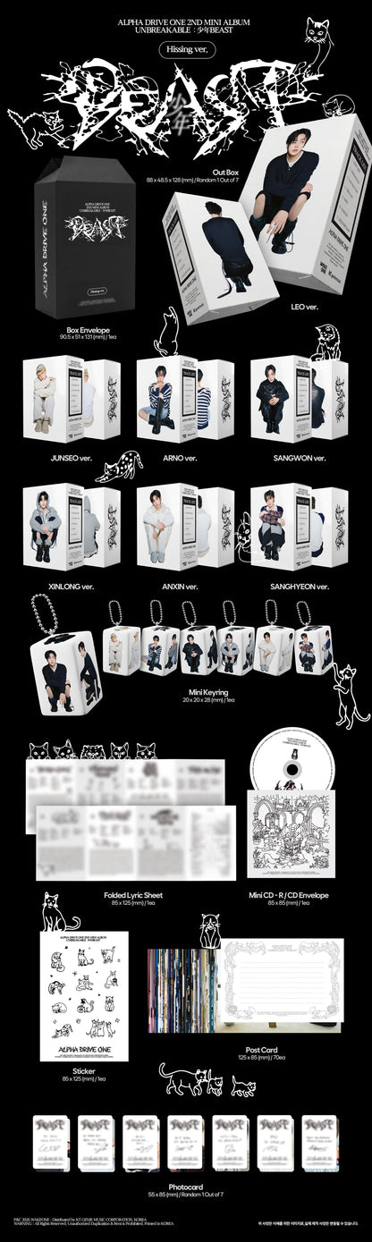 [PRE-ORDER] ALPHA DRIVE ONE - 2nd Mini Album 'UNBREAKABLE : 少年BEAST' (Hissing Ver.) (hello82 Exclusive) (RANDOM)