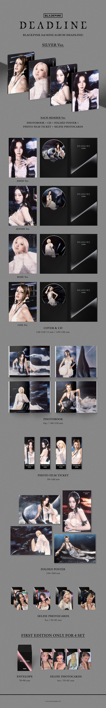BLACKPINK - 3rd Mini Album 'DEADLINE' (SILVER ver.) + Ktown4u Photocard POB