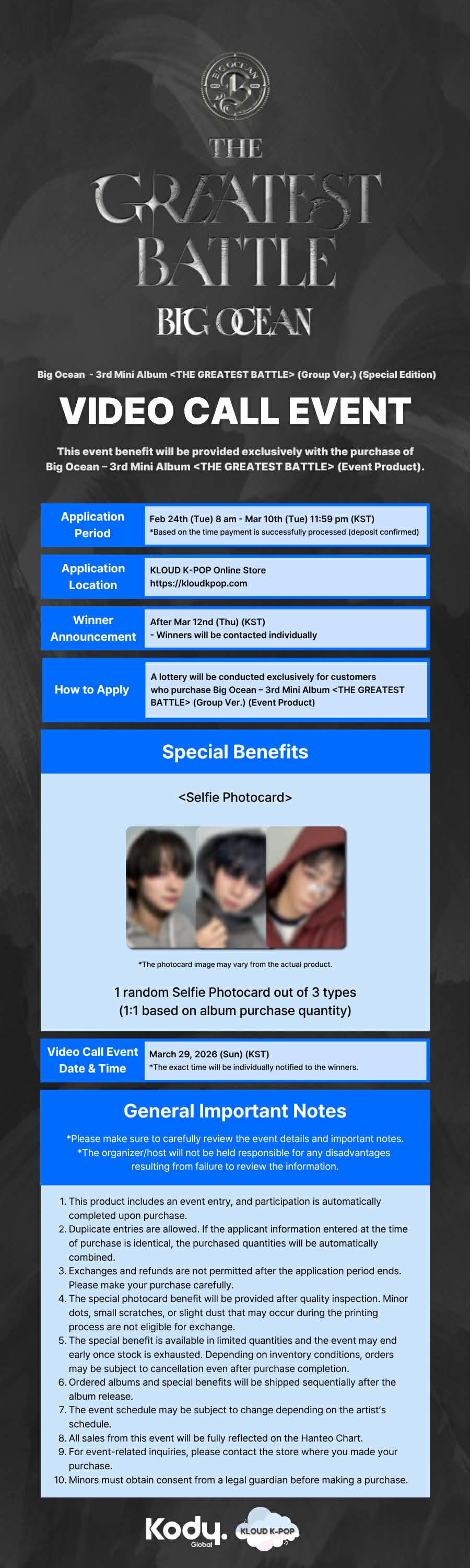 Big Ocean - 3rd Mini Album 'The Greatest Battle' (SPECIAL EDITION) Group Ver. + SPECIAL BENEFIT POB
