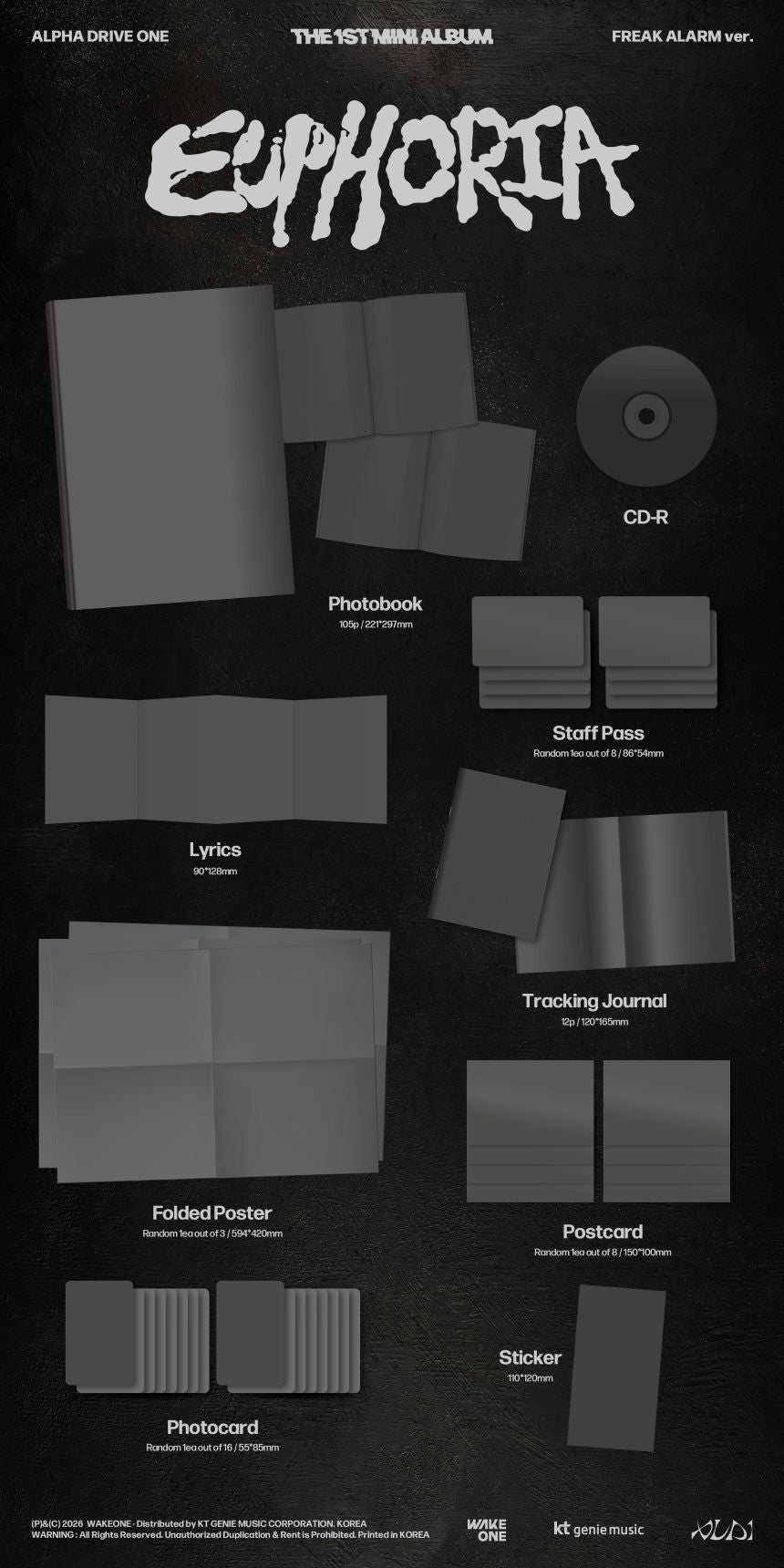 [PRE-ORDER] ALPHA DRIVE ONE - 1st Mini Album 'EUPHORIA' (FREAK ALARM ver.) + Apple Music Photocard POB