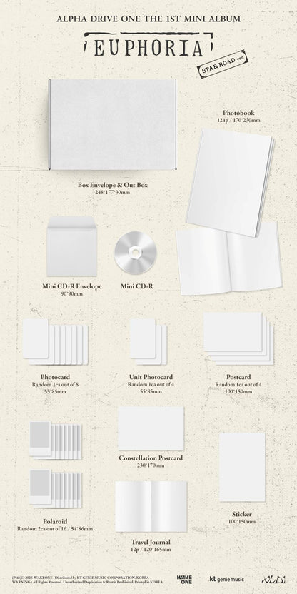[PRE-ORDER] ALPHA DRIVE ONE - 1st Mini Album 'EUPHORIA' (STAR ROAD ver.) + Apple Music Photocard POB