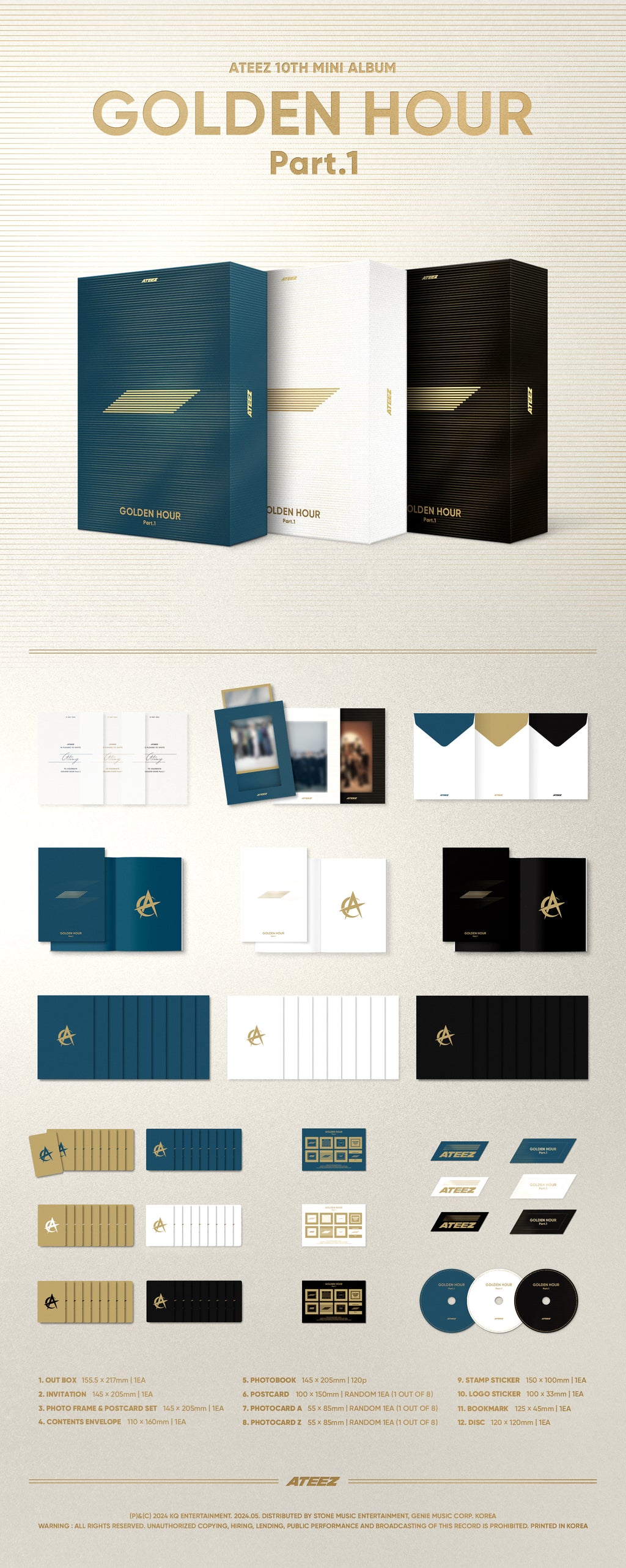 ATEEZ 에이티즈 - 10th Mini-Album 'GOLDEN HOUR : Part 1' (Box Set Version) (Korea Ver.)