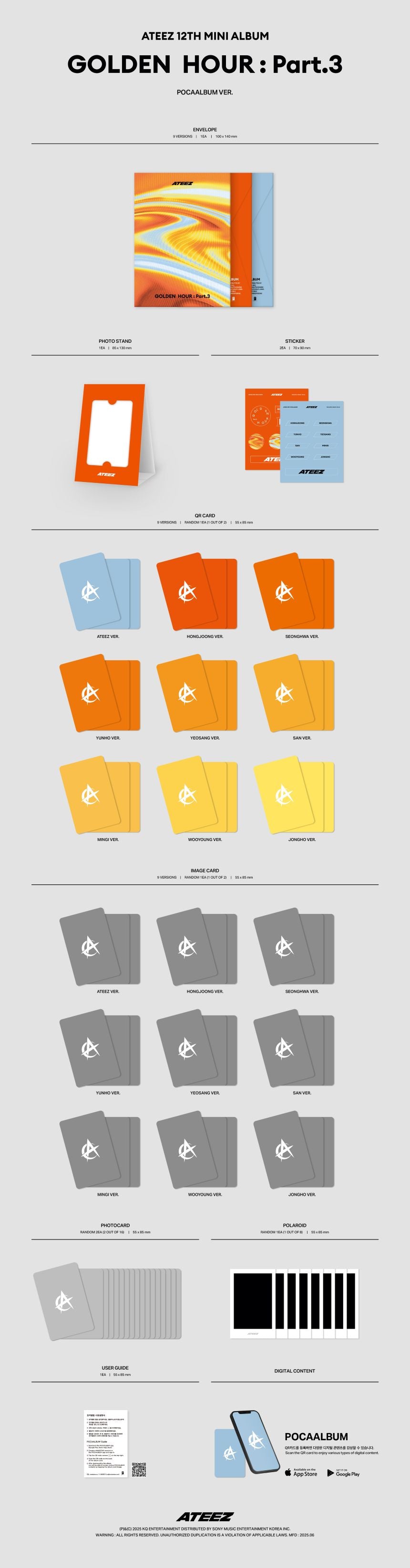 ATEEZ - 'GOLDEN HOUR : Part 3' (POCAALBUM Version) + Everline Photocard POB