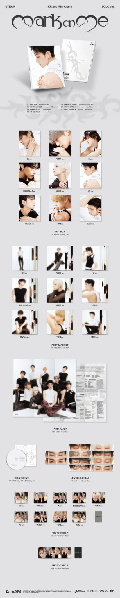 [PRE-ORDER] &TEAM - KR 2nd Mini Album 'Mark on Me' (Solo Edition ver.) (RANDOM) (hello82 Exclusive)