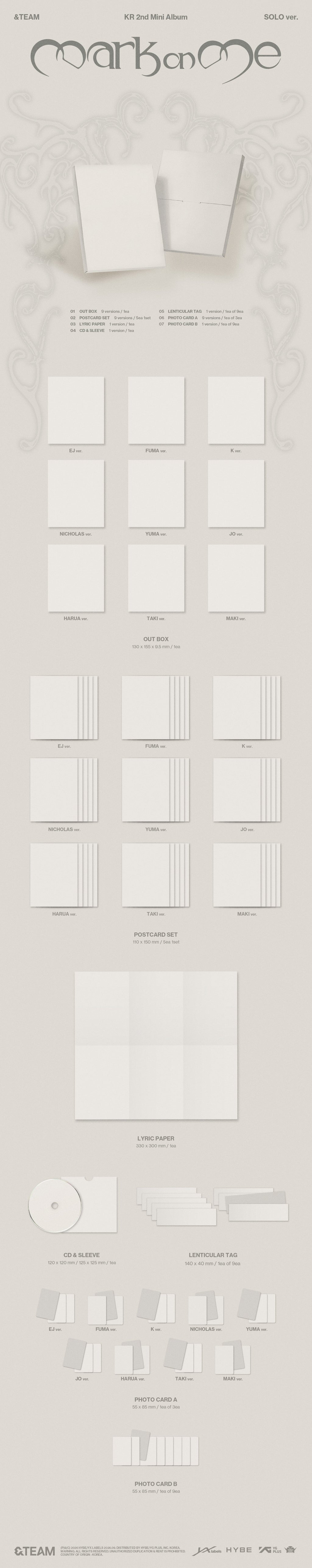 [PRE-ORDER] &TEAM - KR 2nd Mini Album 'Mark on Me' (Solo Edition ver.)