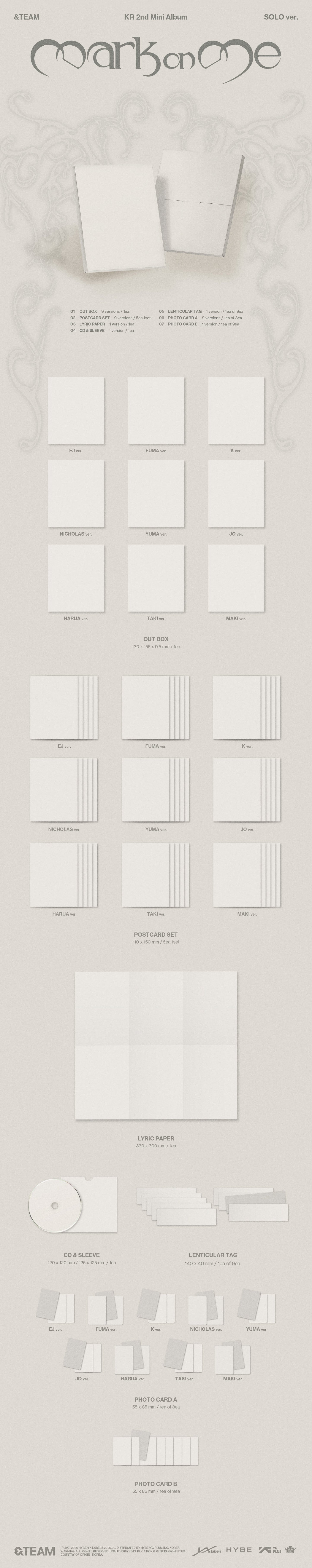 [PRE-ORDER] &TEAM - KR 2nd Mini Album 'Mark on Me' (Solo Edition ver.)