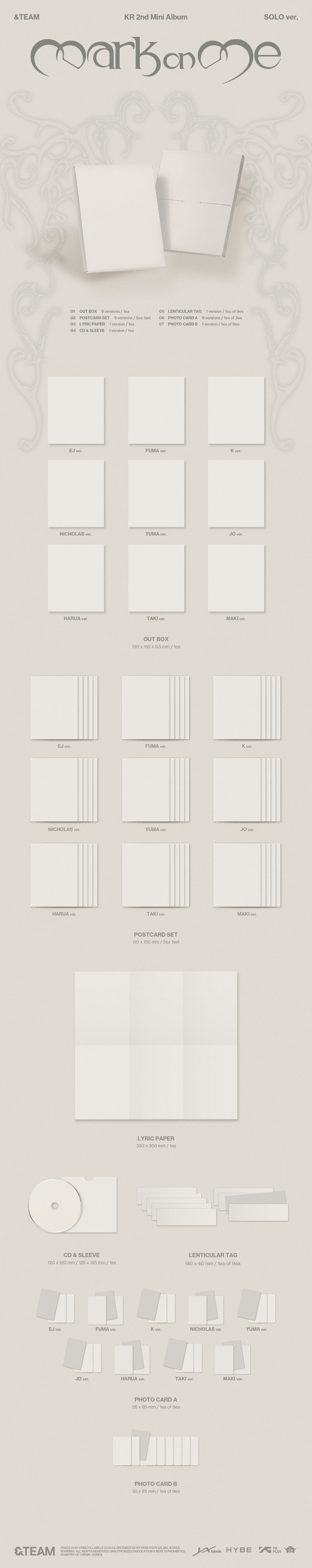 [PRE-ORDER] &TEAM - KR 2nd Mini Album 'Mark on Me' (Solo Edition ver.)